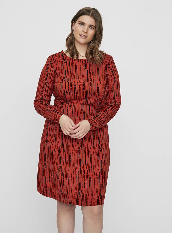 Red Abstract Print Dress - 16